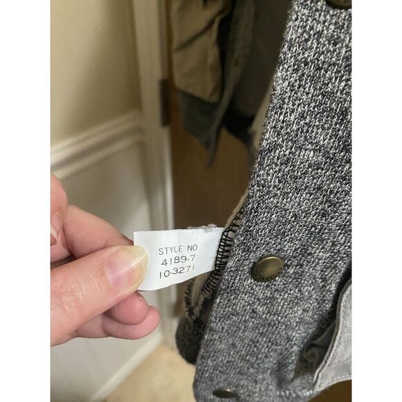 Vintage Brittania Gray Cotton Hunting Vest Suede Shoulders Button Pockets Size L - Picture 13 of 14